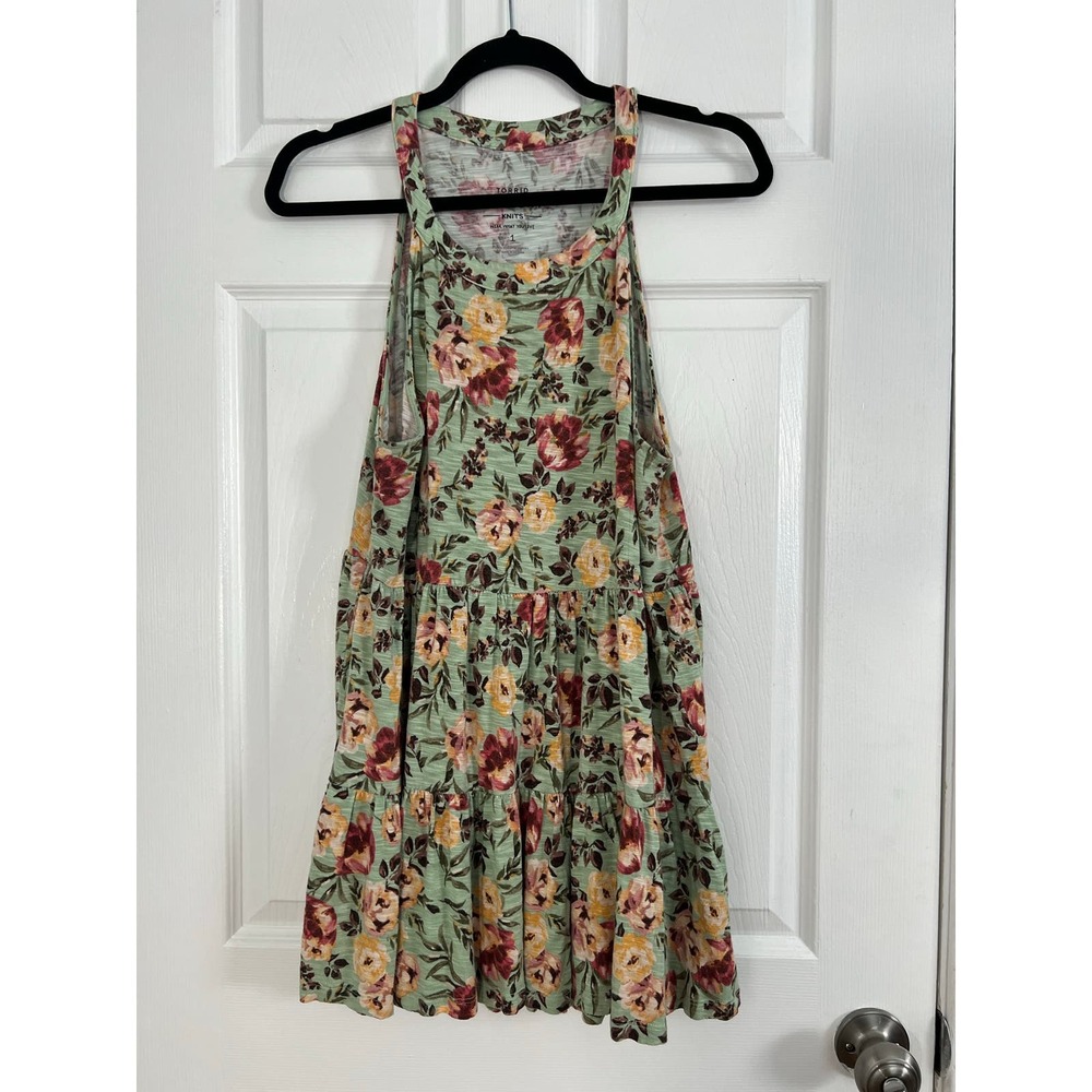 TORRID WOMEN'S KNITS TIERES SLEEVELESS FLORAL DRESS SIZE 1X